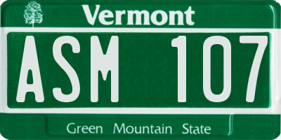 VT license plate ASM107