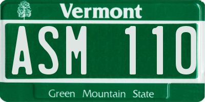 VT license plate ASM110