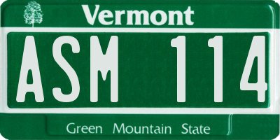 VT license plate ASM114
