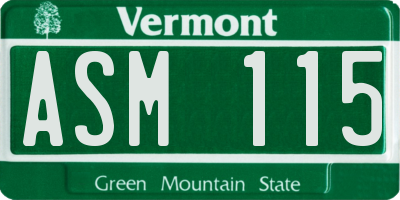 VT license plate ASM115