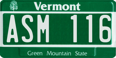 VT license plate ASM116