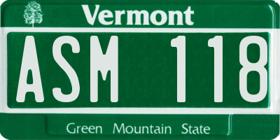 VT license plate ASM118