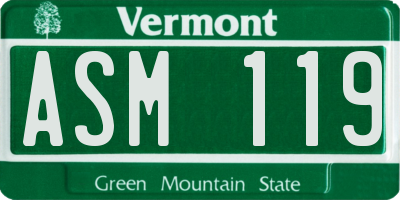 VT license plate ASM119