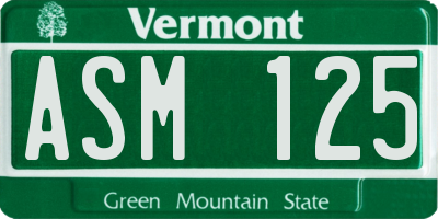 VT license plate ASM125