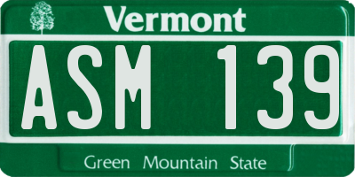 VT license plate ASM139
