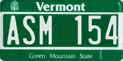 VT license plate ASM154