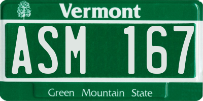 VT license plate ASM167