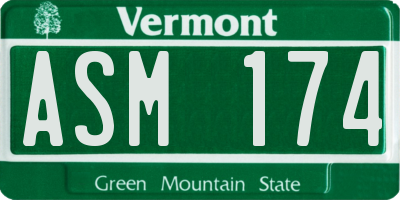 VT license plate ASM174