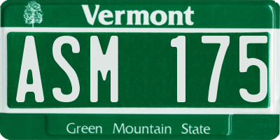 VT license plate ASM175