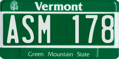 VT license plate ASM178