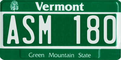 VT license plate ASM180