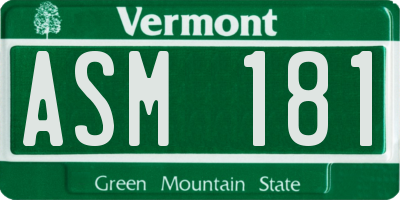 VT license plate ASM181