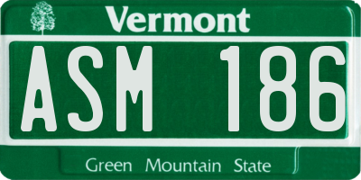 VT license plate ASM186