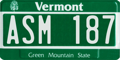 VT license plate ASM187