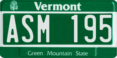 VT license plate ASM195