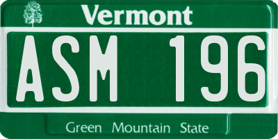 VT license plate ASM196