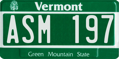 VT license plate ASM197