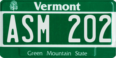 VT license plate ASM202