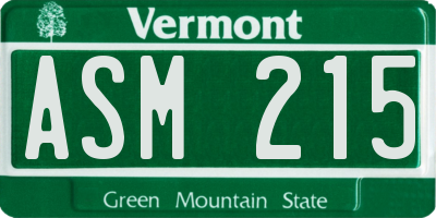 VT license plate ASM215