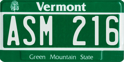 VT license plate ASM216