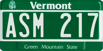 VT license plate ASM217