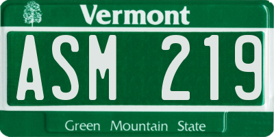 VT license plate ASM219