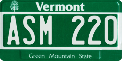 VT license plate ASM220