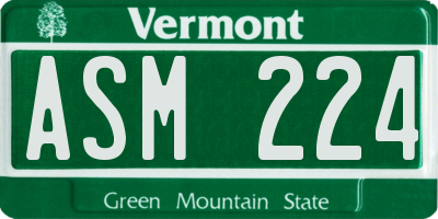 VT license plate ASM224