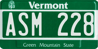 VT license plate ASM228
