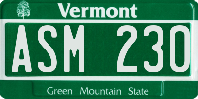 VT license plate ASM230