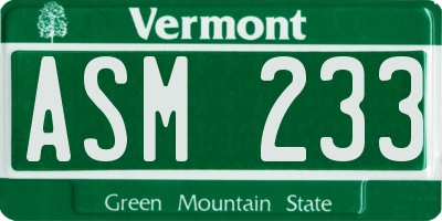 VT license plate ASM233