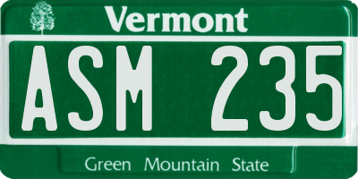 VT license plate ASM235