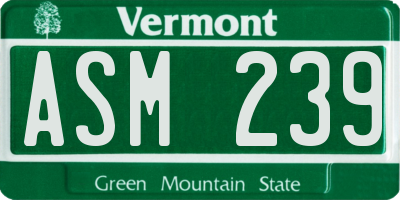VT license plate ASM239