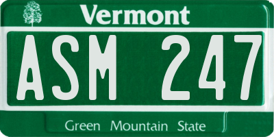 VT license plate ASM247