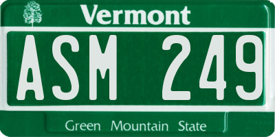 VT license plate ASM249