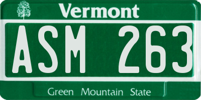 VT license plate ASM263