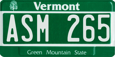 VT license plate ASM265