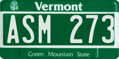 VT license plate ASM273