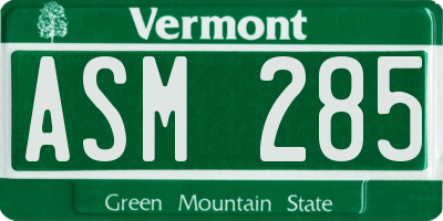 VT license plate ASM285