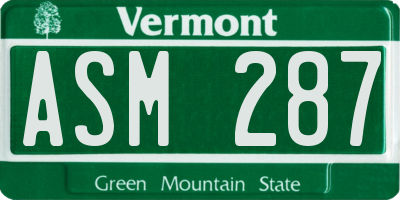 VT license plate ASM287