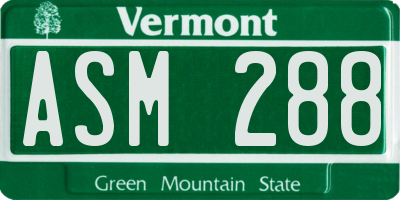 VT license plate ASM288