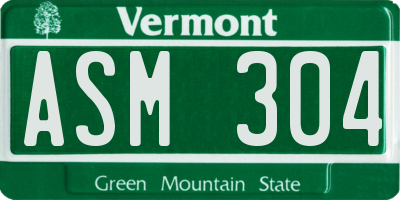 VT license plate ASM304