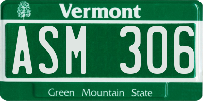 VT license plate ASM306