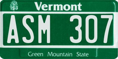VT license plate ASM307