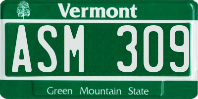 VT license plate ASM309