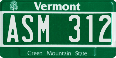 VT license plate ASM312