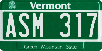 VT license plate ASM317