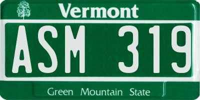 VT license plate ASM319