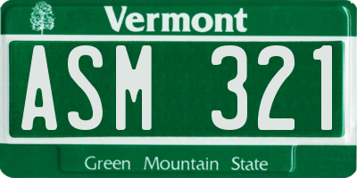 VT license plate ASM321
