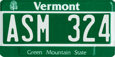 VT license plate ASM324